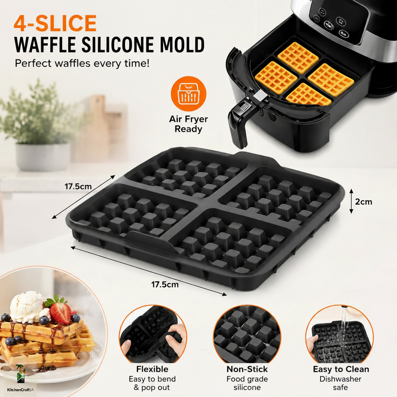 4-Slice Waffle Mold with KitchenCraft SA Logo