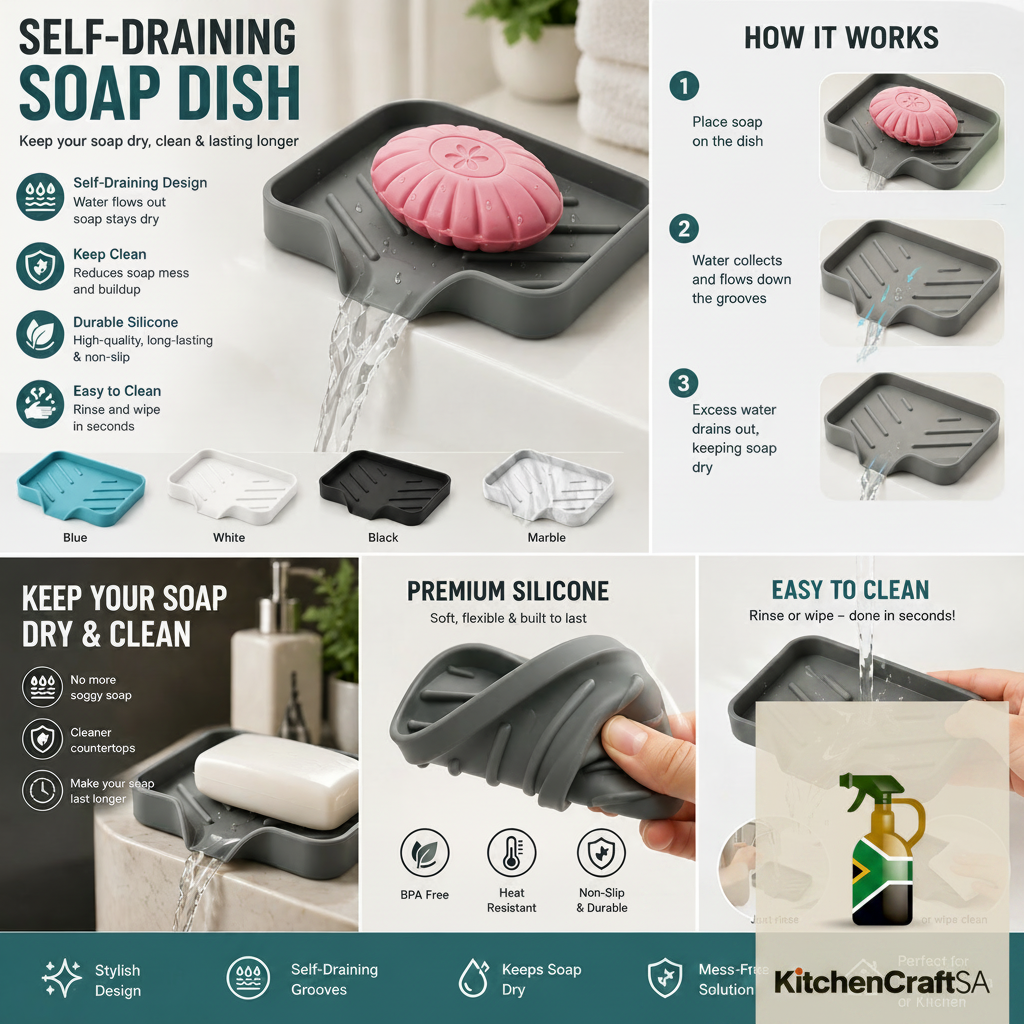 Soap Dish Infographic 1 with KitchenCraftSA Logo