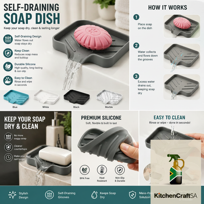 Soap Dish Infographic 1 with KitchenCraftSA Logo